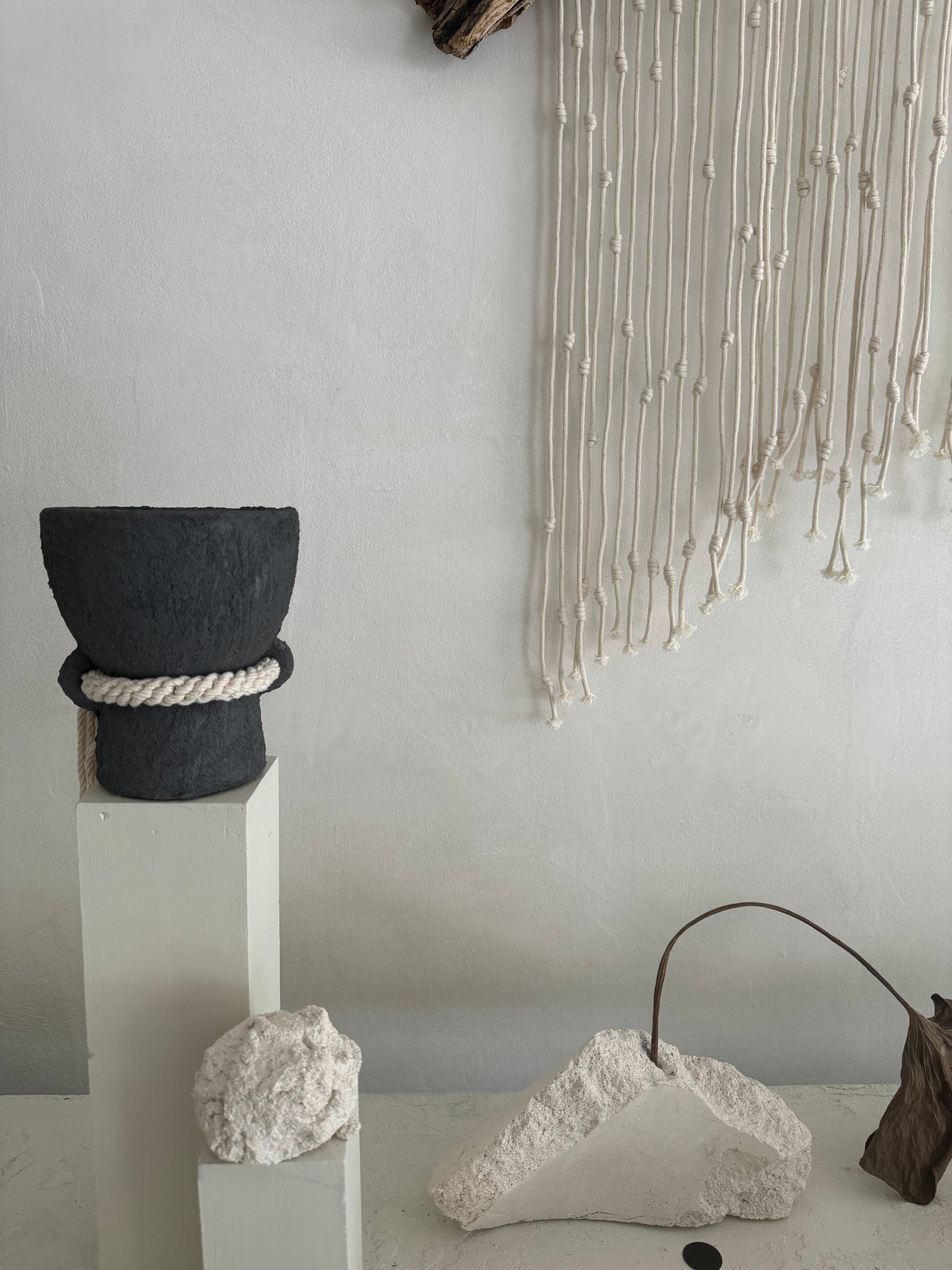 "Rain Cascade" - Natural Wall Sculpture by Corde Macrame