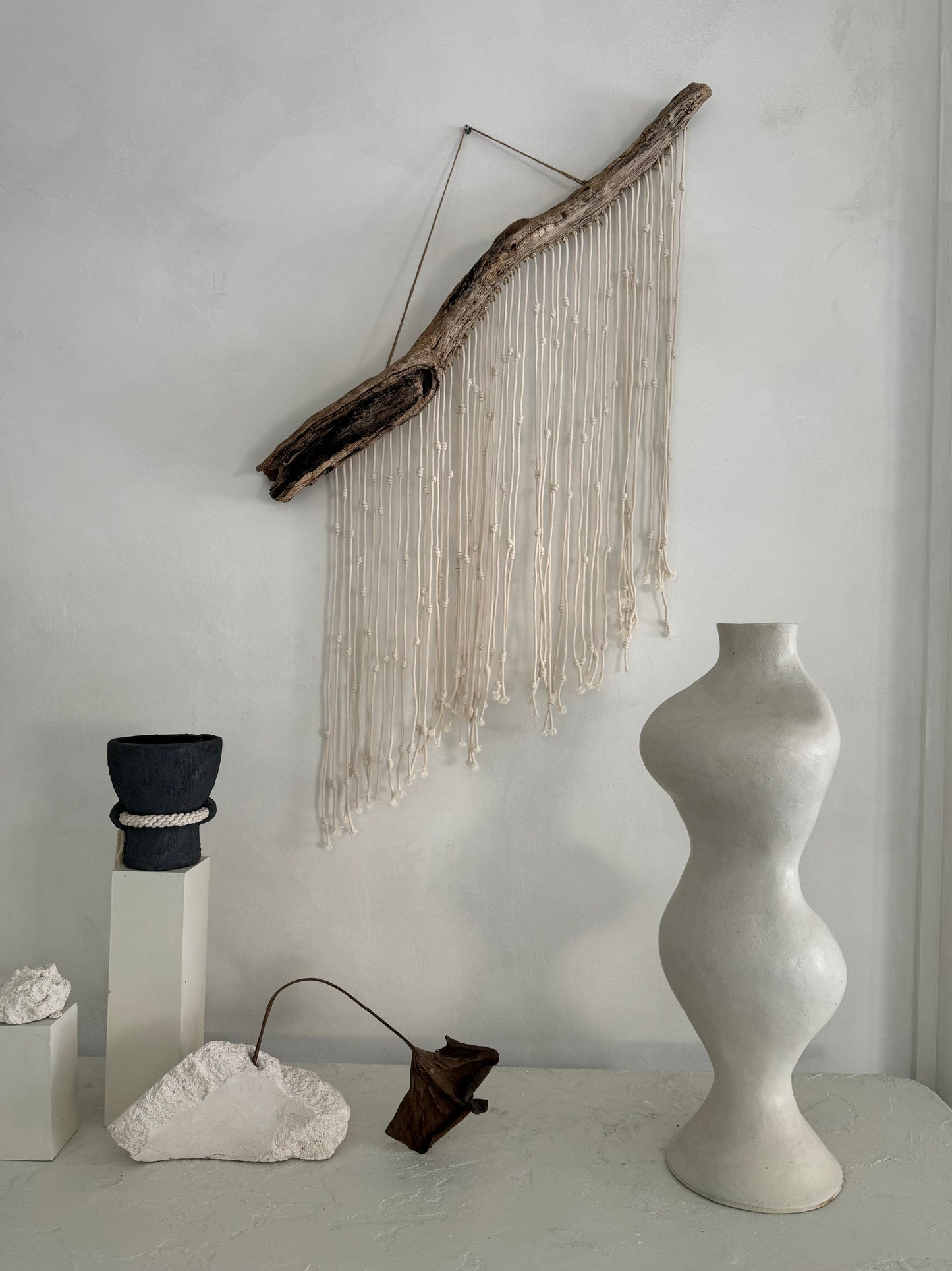 "Rain Cascade" - Natural Wall Sculpture by Corde Macrame